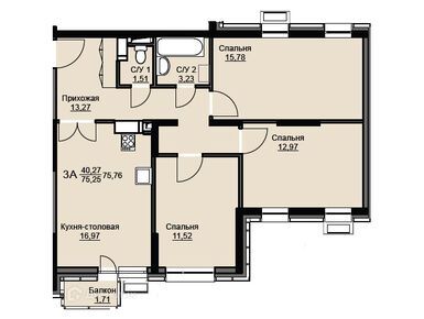 Планировки трехкомнатные в ЖК «Соболевка» (Щелково)