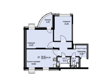 Планировки двухкомнатные в ЖК «Соболевка» (Щелково)
