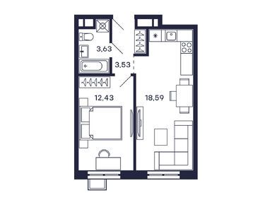 1-комнатная 39.93 кв.м, ЖК «Тетрис», 13 403 742 руб.