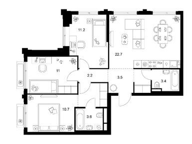 Планировки трехкомнатные в Алтуфьевское 53