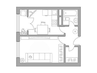 Планировки однокомнатные в ЖК «Новая Рига»