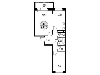 2-комнатная 60.17 кв.м, ЖК «Солнечная Долина», 9 357 252 руб.