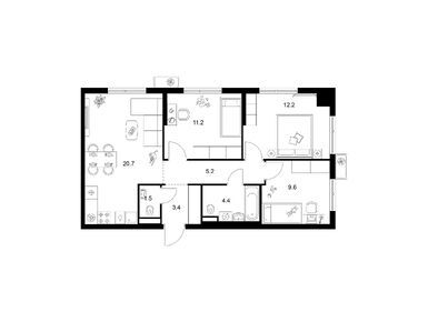 Планировки трехкомнатные в Белая Дача парк