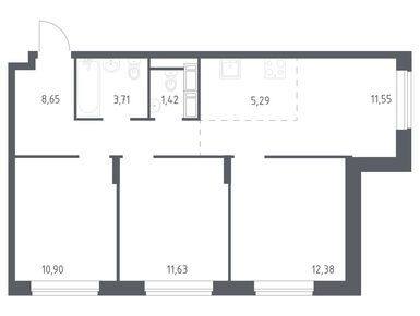 Планировки трехкомнатные в ЖК «Новоград Павлино»
