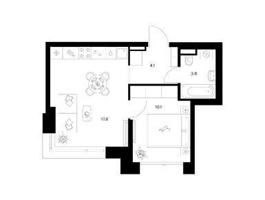 1-комнатная 35.80 кв.м, Строгино 360, 18 189 980 руб.