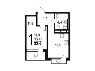 Планировки однокомнатные в Район «Новые Ватутинки»