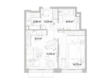1-комнатная 47.39 кв.м, ЖК «Мыс», 13 520 367 руб.