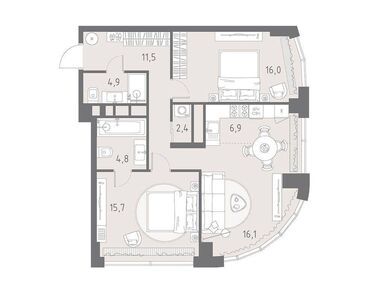 Планировки трехкомнатные в ЖК «Родина Парк»