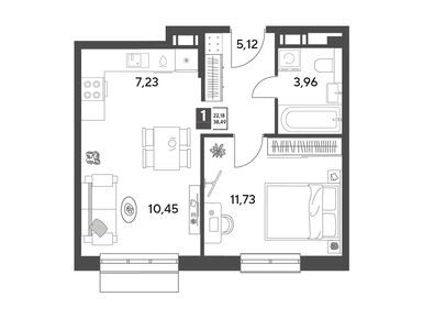 Планировки однокомнатные в ЖК «Публицист»