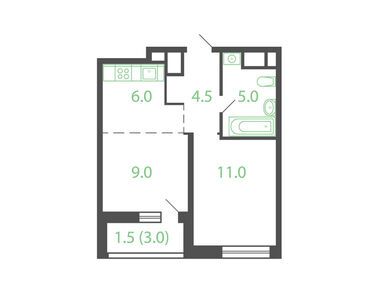 Планировки двухкомнатные в Жилой квартал «Новые Котельники»