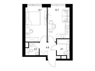 Планировки однокомнатные в ЖК NEXUS by Akvilon (Нексус от Аквилон)
