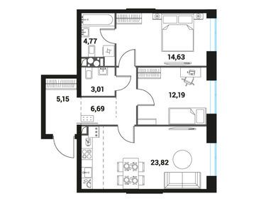 Планировки трехкомнатные в ЖК «Инноватор»