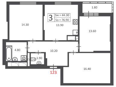 Планировки трехкомнатные в Жилой дом «3-я Прядильная ул., з/у 14»
