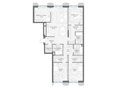 Планировки четырехкомнатные в Элитный квартал «Тишинский бульвар»