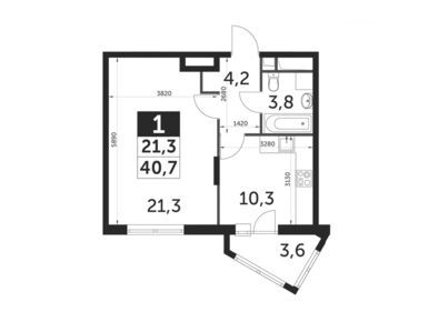 1-комнатная 40.70 кв.м, ЖК «Римский», 12 901 900 руб.