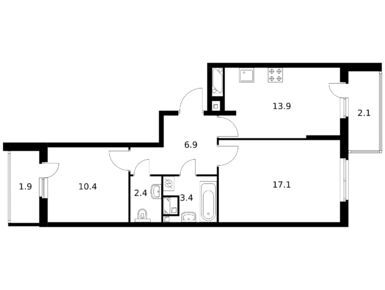 Планировки двухкомнатные в Митинский лес
