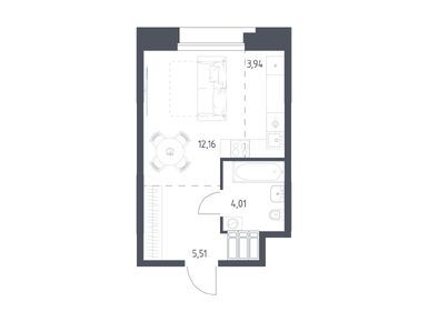 Студия 25.62 кв.м, «Тропарево Парк», 11 247 726 руб.