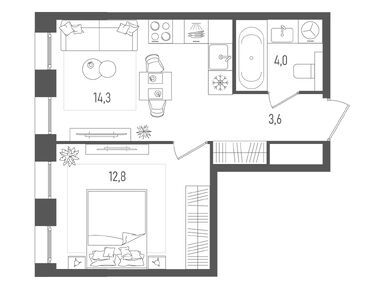 1-комнатная 34.70 кв.м, ЖК PAVE (Пэйв), 22 721 560 руб.