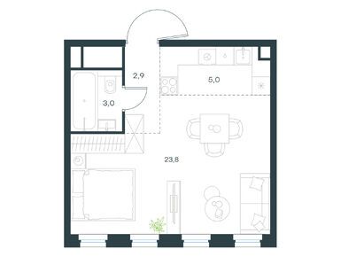 1-комнатная 34.70 кв.м, Level Селигерская, 16 851 993 руб.
