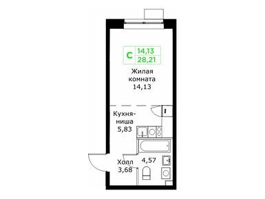 Студия 28.21 кв.м, ЖК «КИТ 2», 8 500 700 руб.
