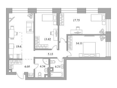 Планировки трехкомнатные в ЖК MYPRIORITY Павелецкая (Май Приорити Павелецкая)