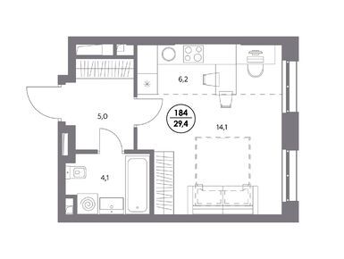 Студия 29.40 кв.м, ЖК «Адмирал», 18 172 160 руб.