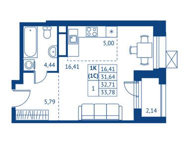 Студия 31.64 кв.м, ЖК «Поколение Первых», 7 150 640 руб.