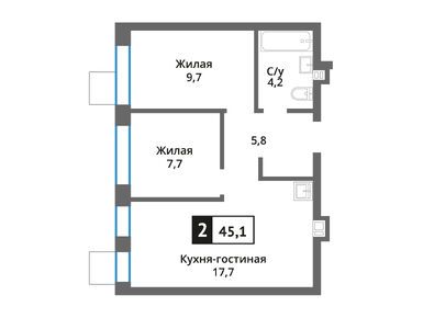 Планировки двухкомнатные в Никольский квартал «Отрада»