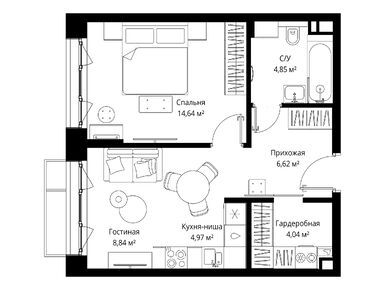 1-комнатная 43.96 кв.м, ЖК «Мыс», 13 981 918 руб.