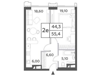 2-комнатная 55.40 кв.м, ЖК Will Towers (Вилл Тауэрс), 29 984 673 руб.