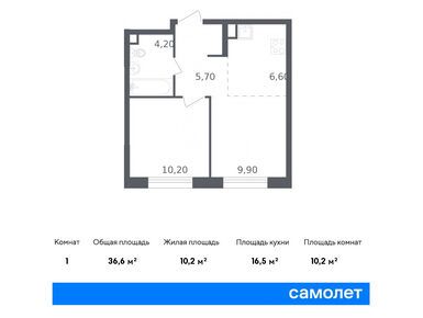1-комнатная 36.60 кв.м, ЖК «Ольховый Квартал», 12 859 725 руб.