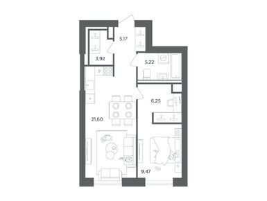 1-комнатная 51.63 кв.м, ЖК «УЛЬТИМА Сити», 22 711 521 руб.