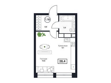 Планировки студии в ЖК «Пушкино Град»