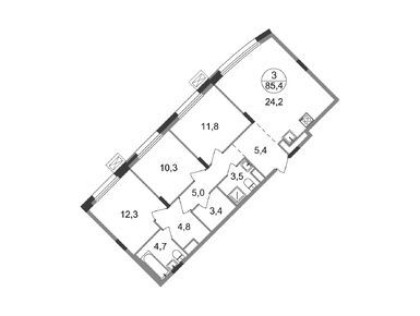 Планировки трехкомнатные в ЖК «Резиденции Сколково»