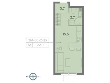 Планировки студии в ЖК «Парксайд»
