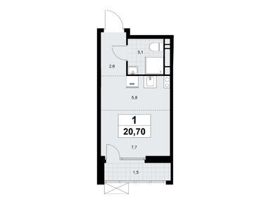 Студия 20.70 кв.м, ЖК «Бунинские кварталы», 9 676 836 руб.