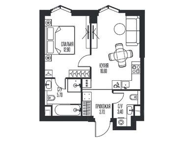 1-комнатная 42.50 кв.м, ЖК Ice Towers (Айс Тауэрс), 36 106 241 руб.