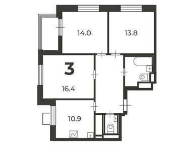 Планировки трехкомнатные в Жилой дом «Ташкентская ул., д. 29, к. 1»