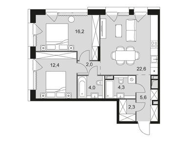 2-комнатная 69.40 кв.м, ЖК The Lake (Лэйк), 38 042 304 руб.