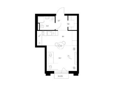 Студия 29.10 кв.м, Середневский лес, 11 351 910 руб.