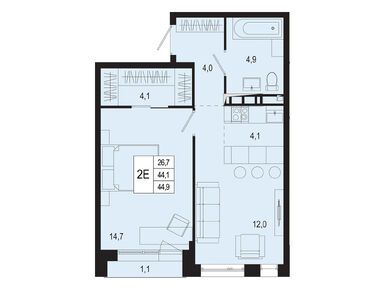 Планировки двухкомнатные в ЖК «Новая Щербинка»