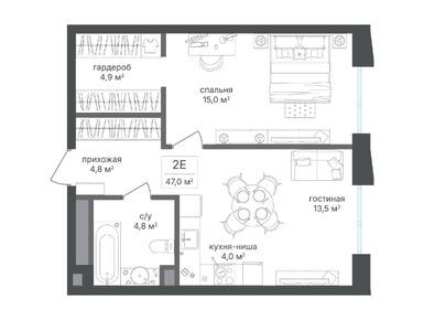 Планировки двухкомнатные в ЖК «Семеновский парк 2»