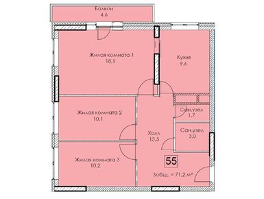 Планировки трехкомнатные в ЖК «Измайловский проезд 22-1»