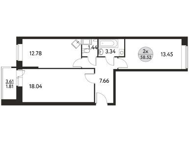 Планировки двухкомнатные в ЖК «Дом на Сиреневой»