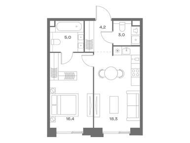 1-комнатная 46.90 кв.м, ЖК «СОУЛ», 24 279 192 руб.