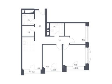 Планировки трехкомнатные в МФК «Новоданиловская 8»