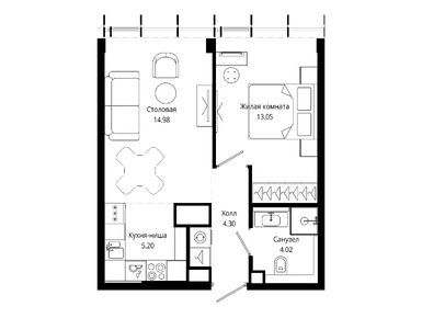 1-комнатная 41.50 кв.м, ЖК «Мод», 27 526 950 руб.