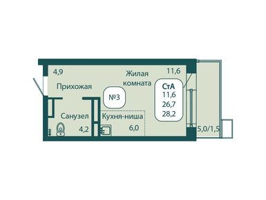 Планировки студии в ЖК «Андреевка Life»