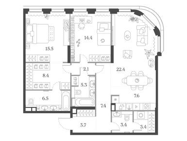 2-комнатная 100.10 кв.м, ЖК «Муза», 68 057 990 руб.