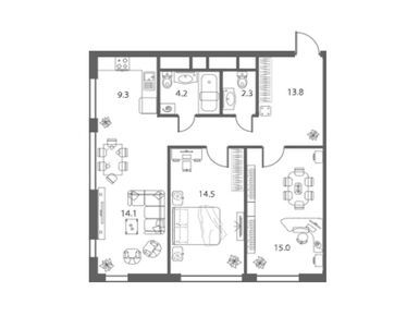 Планировки 3-к. апартаменты в West Tower (Вест Тауэр)